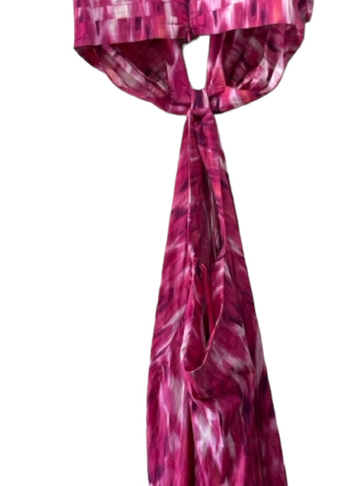 Jason Wu Size M Pink Cotton Blend Abstract Cap Sleeve Open Sides Midi Dress Pink / M