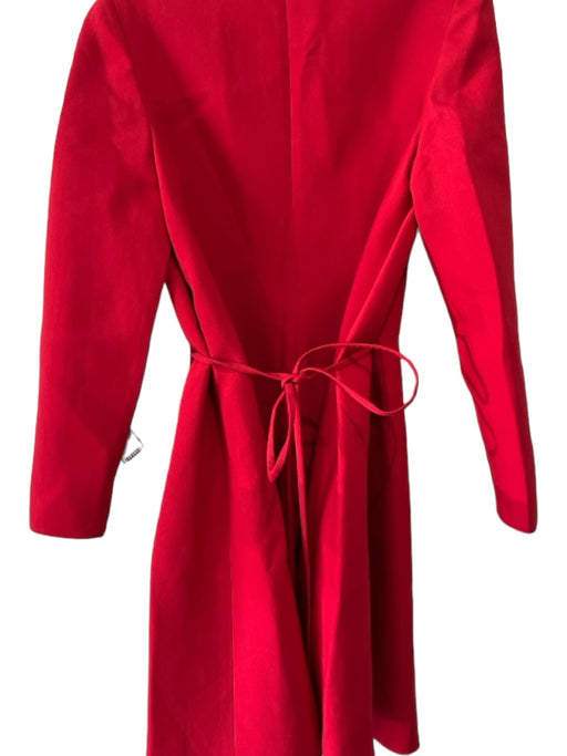 Valentino Size 38 Red Viscose Blend Round Neck Long Sleeve Tie Front Dress Red / 38