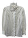 Dolce & Gabbana Size 38 White Cotton Ruffle Neck Button Front Long Sleeve Top White / 38