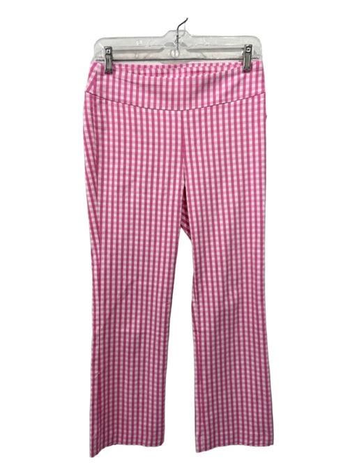 J Mclaughlin Size 4 Pink & White Rayon Blend Elastic Waist Checkered Pants Pink & White / 4