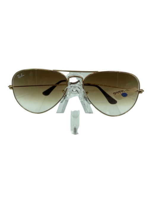 RayBan Brown & Gold Metal Glass Gradient Aviator Sunglasses Brown & Gold