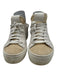 P448 Shoe Size 38 White & Beige Patent Leather Pony Hair Rubber Laces Sneakers White & Beige / 38