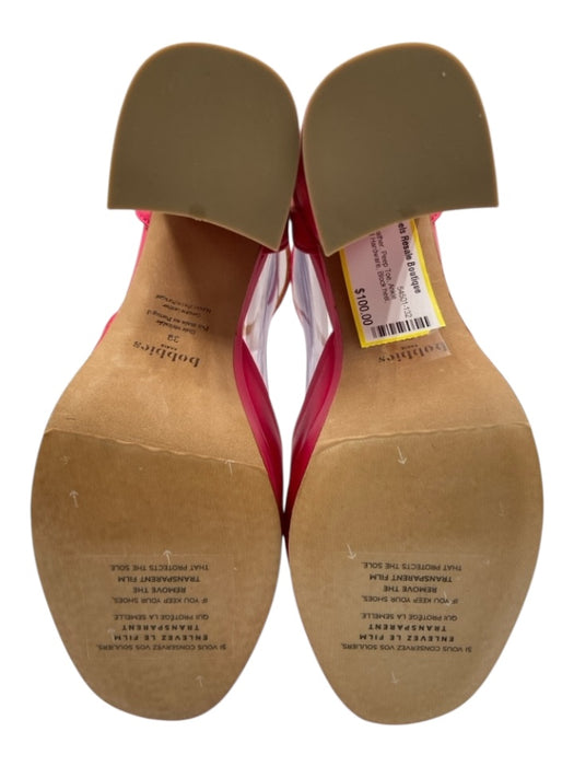 Bobbies Shoe Size 38 Hot pink Leather Peep Toe Ankle Buckle Block heel Sandals Hot pink / 38