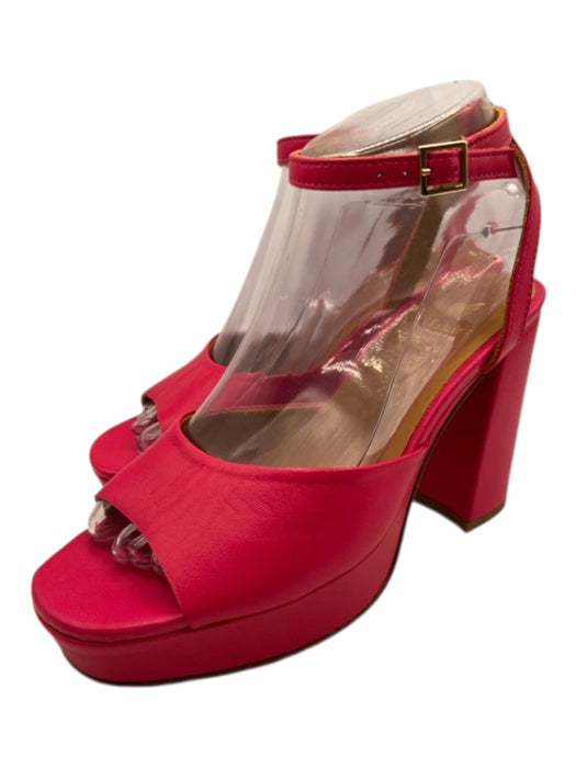 Bobbies Shoe Size 38 Hot pink Leather Peep Toe Ankle Buckle Block heel Sandals Hot pink / 38