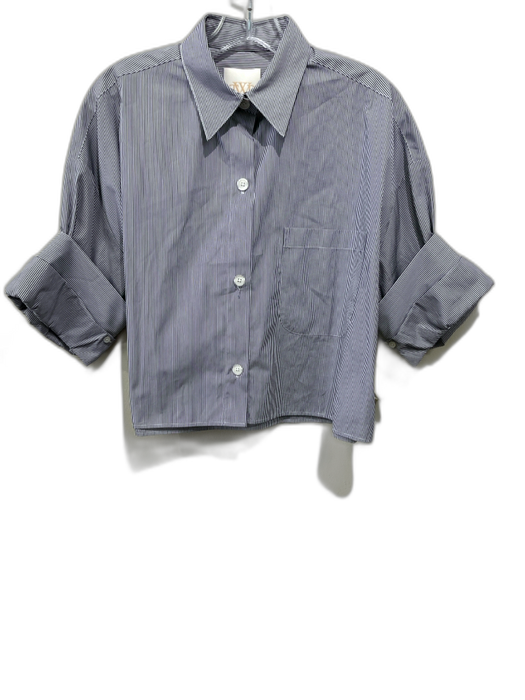 TWP Size XS/S Black & White Cotton Cuffed Button Down Boxy Cropped Top Black & White / XS/S