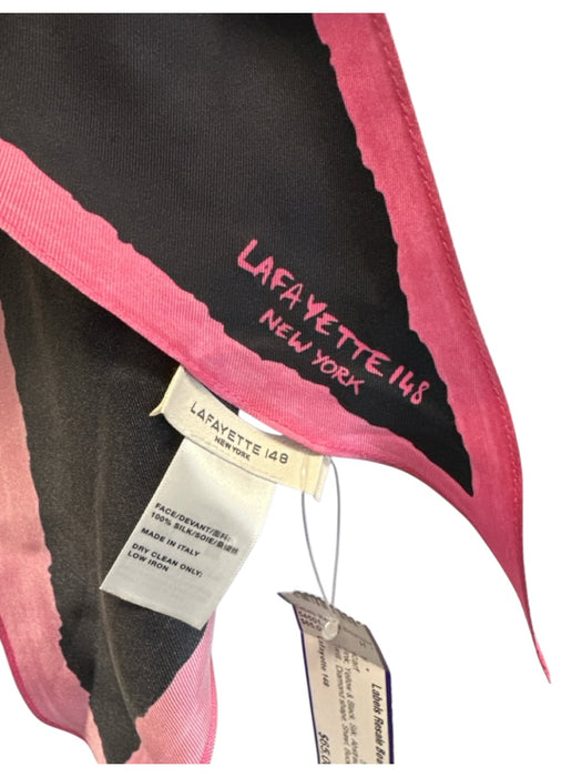 Lafayette 148 Pink, Yellow & Black Silk Abstract Print Twill Diamond shape scarf Pink, Yellow & Black