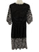 Figue Size 4 Black & White Cotton Floral Embroidered 1/2 Balloon Sleeve Dress Black & White / 4