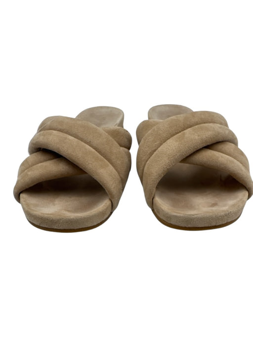 Veronica Beard Shoe Size 7.5 Beige Leather Upper Suede Criss Cross Mule Sandals Beige / 7.5