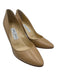 Jimmy Choo Shoe Size 37.5 Beige Leather Upper Almond Toe Stiletto Mid Heel Pumps Beige / 37.5