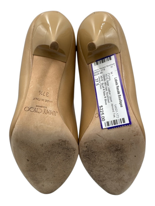 Jimmy Choo Shoe Size 37.5 Beige Leather Upper Almond Toe Stiletto Mid Heel Pumps Beige / 37.5