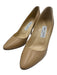 Jimmy Choo Shoe Size 37.5 Beige Leather Upper Almond Toe Stiletto Mid Heel Pumps Beige / 37.5