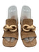Pedro Garcia Shoe Size 38 Beige Leather Upper Suede Wood Detail Chain Mules Beige / 38