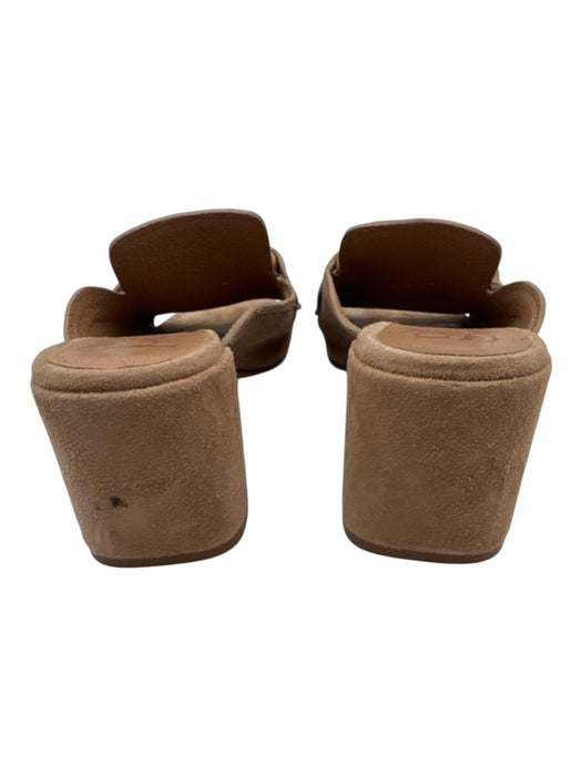 Pedro Garcia Shoe Size 38 Beige Leather Upper Suede Wood Detail Chain Mules Beige / 38