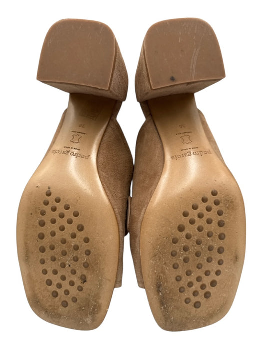 Pedro Garcia Shoe Size 38 Beige Leather Upper Suede Wood Detail Chain Mules Beige / 38