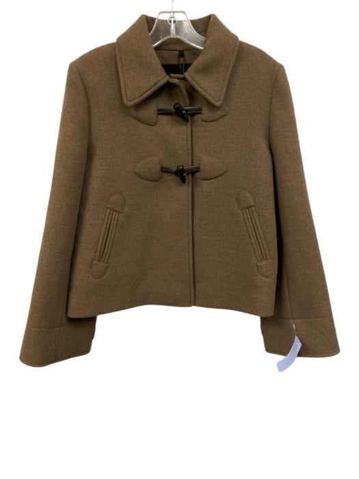 Tara Jarmon Size 36 Taupe Brown Wool Blend Felt Snap Button Front Jacket Taupe Brown / 36
