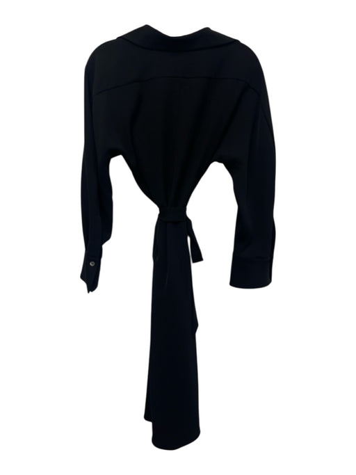 Vince Size S Black Polyester Long Sleeve Button Front Collared Shirt Dress Black / S