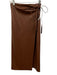 Mother Size M Cognac Brown PU Leather Braided Cord Tie Side Wrap Midi Skirt Cognac Brown / M