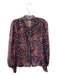 Ulla Johnson Size 2 Navy & Orange Silk Blend Sheer Floral Long Sleeve Top Navy & Orange / 2