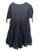 Merlette Size XS Black Cotton Round Neck Short Puff Sleeve Shift Tiered Dress Black / XS