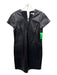 Diane Von Furstenberg Size P Black Leather Cap Sleeve Scoop Neck Side Zip Dress Black / P