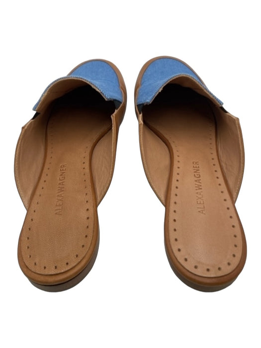 Alexa Wagner Shoe Size 39 Brown & Blue Leather & Denim round toe Open Heel Mules Brown & Blue / 39