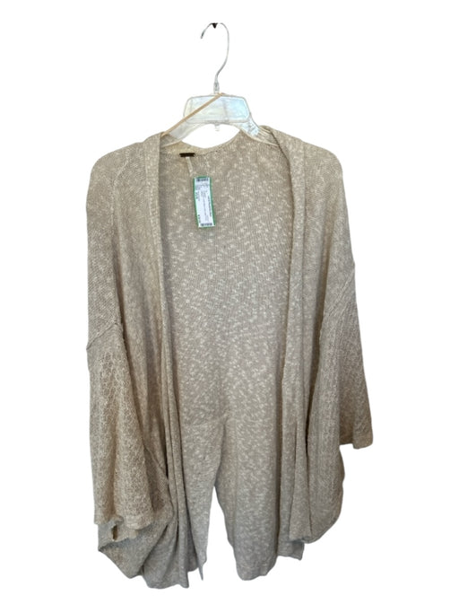 Free People Size XS/S Oatmeal Linen Blend Knit Open Front Sweater Oatmeal / XS/S