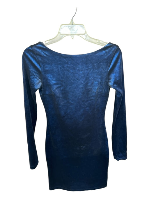 Ottmill Size XS Navy Velvet Long Sleeve Open Back Dress Navy / XS