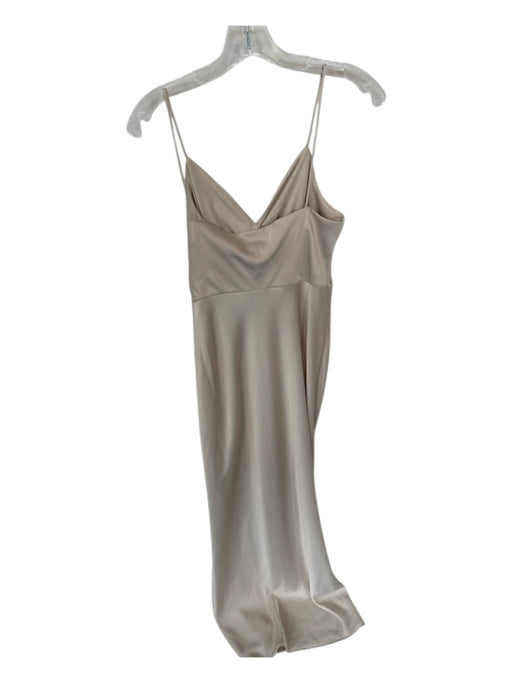BHLDN Size 6 Taupe Polyester Spaghetti Strap Gathered Side Slit Gown Taupe / 6