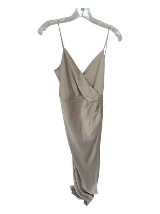 BHLDN Size 6 Taupe Polyester Spaghetti Strap Gathered Side Slit Gown Taupe / 6