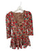 Lovers + Friends Size XS Tan & Red Lace Long Sleeve Flowers V Neck Dress Tan & Red / XS