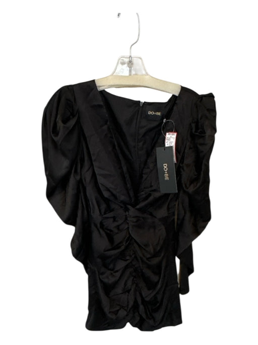 Do + Be Size S Black Polyester Long Sleeve Gathered Front Back Zip Dress Black / S