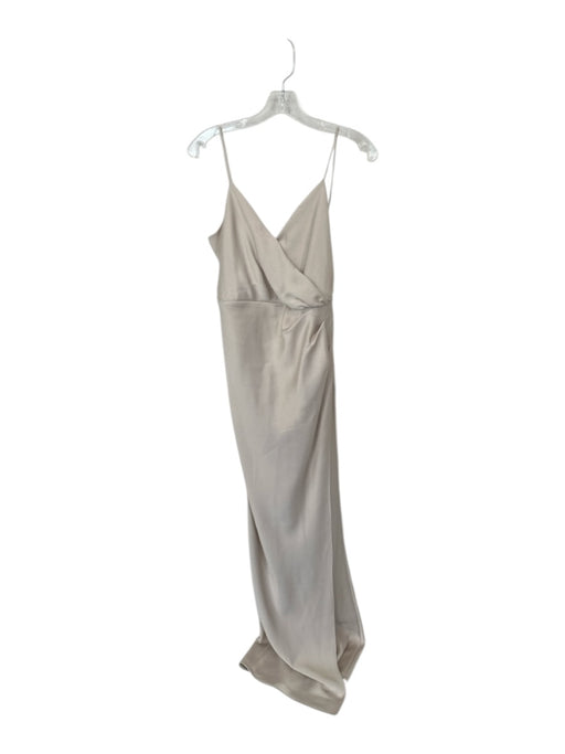BHLDN Size 6 Beige Polyester Blend Spaghetti Strap V Neck Pleated Maxi Gown Beige / 6