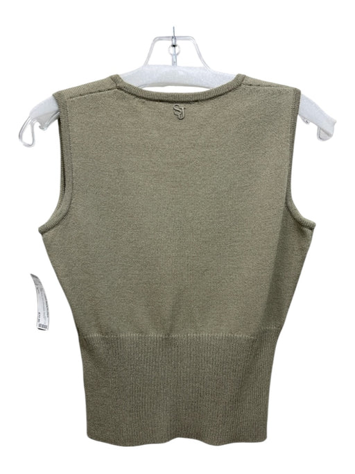 St John Size P Sage Gray Knit Sleeveless Ribbed Top Sage Gray / P