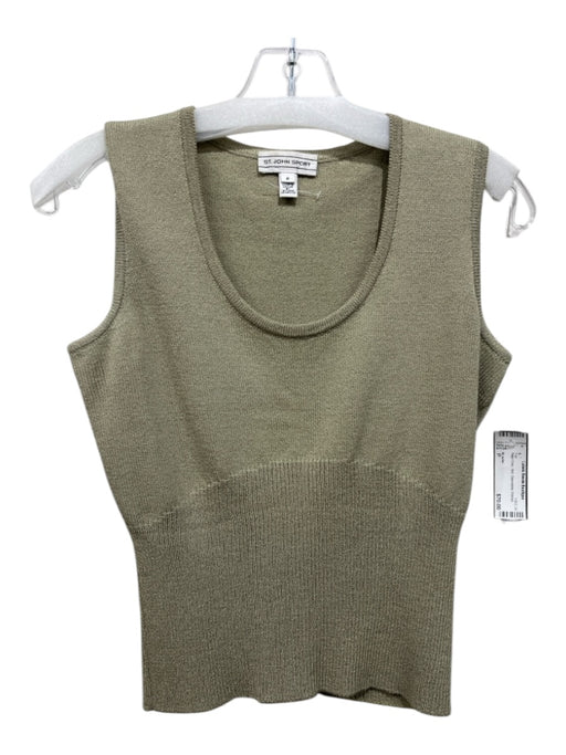 St John Size P Sage Gray Knit Sleeveless Ribbed Top Sage Gray / P