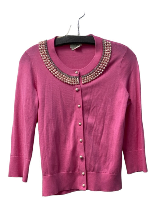 Kate Spade Size Small Pink Cotton Round Neck Pearl neckline Button Down Sweater Pink / Small
