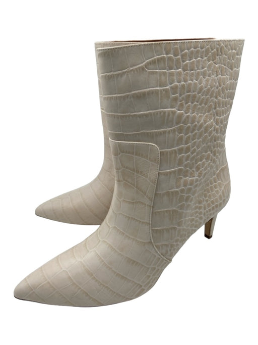 Paris Texas Shoe Size 39.5 White Croc embossed Pointed Toe Calf High Booties White / 39.5