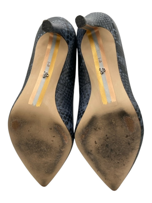 Sam Edelman Shoe Size 9 Navy Blue Leather Snake Stiletto Pointed Toe Pumps Navy Blue / 9