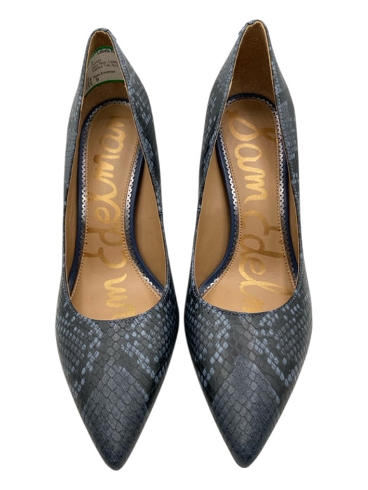 Sam Edelman Shoe Size 9 Navy Blue Leather Snake Stiletto Pointed Toe Pumps Navy Blue / 9