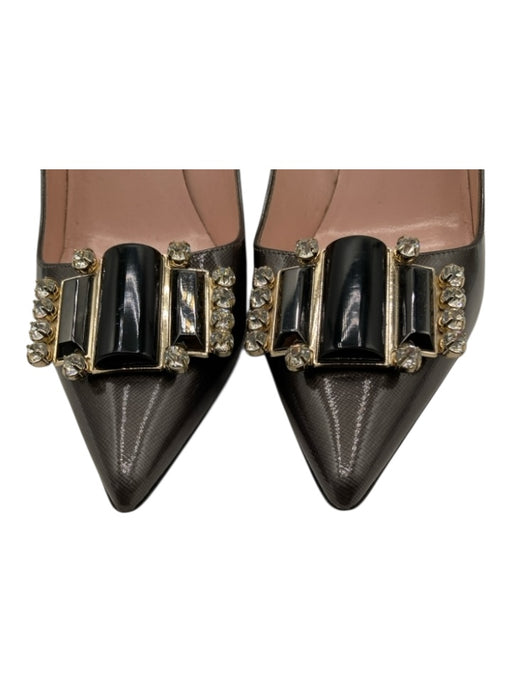 Kate Spade Shoe Size 9 Gray Patent Leather Bejeweled Pointed Toe Pumps Gray / 9