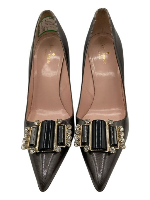 Kate Spade Shoe Size 9 Gray Patent Leather Bejeweled Pointed Toe Pumps Gray / 9