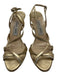 Jimmy Choo Shoe Size 37 Gold Leather Strappy Peep Toe Heel Sandals Gold / 37