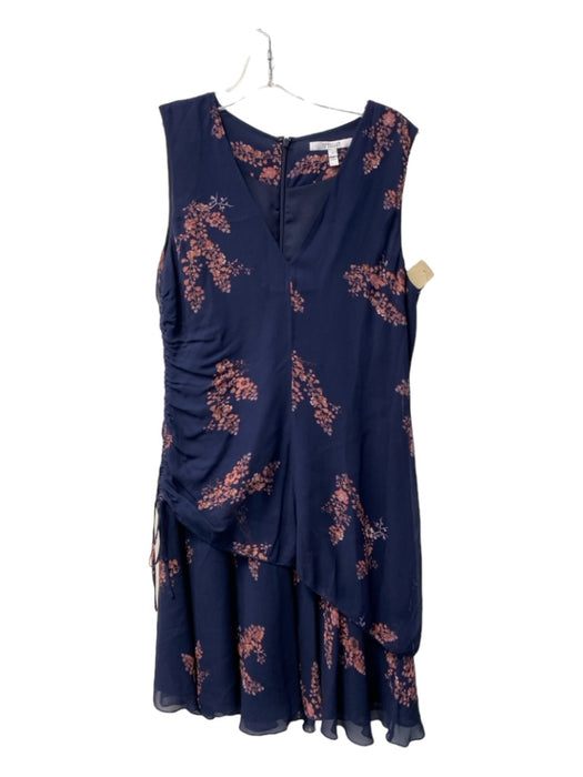 Derek Lam 10 Crosby Size 2 Navy & Pink Viscose Sleeveless V Neck Back Zip Dress Navy & Pink / 2