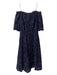 Teri Jon Size 2 Navy Polyester Lace Overlay Long Sleeve Boat Neck Back Zip Dress Navy / 2