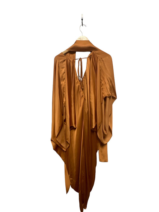 Andres Otalora Size One Size Marigold Long Balloon Sleeve Gathered Side Dress Marigold / One Size