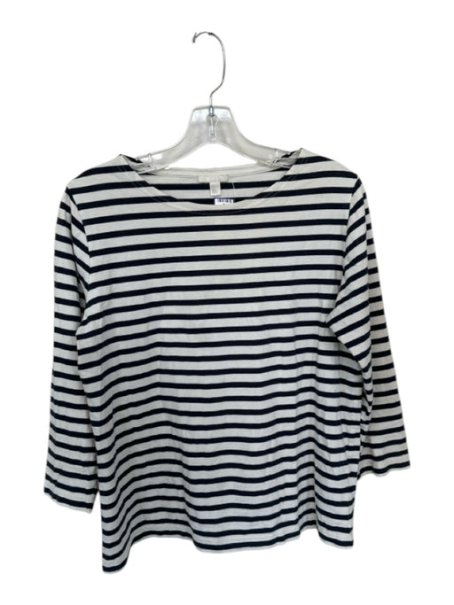 COS Size L Navy & white Cotton Long Sleeve Striped Top Navy & white / L