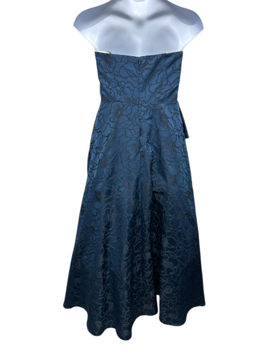ML Monique Lhuillier Size XL Dark Blue Polyester Floral Strapless Gown Dark Blue / XL