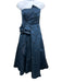 ML Monique Lhuillier Size XL Dark Blue Polyester Floral Strapless Gown Dark Blue / XL