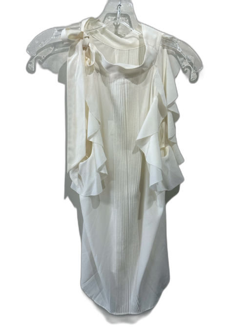 Veronica Beard Size M / 10 Cream White Silk Blend Sleeveless Tie Neck Top Cream White / M / 10