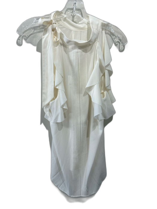 Veronica Beard Size M / 10 Cream White Silk Blend Sleeveless Tie Neck Top Cream White / M / 10