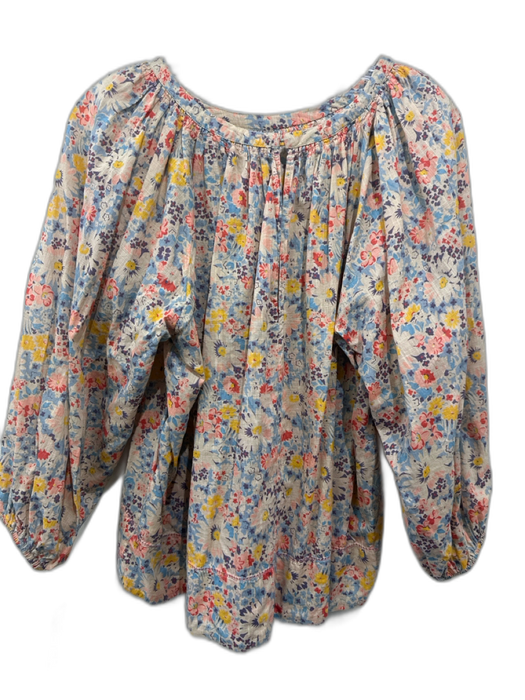The Great Size XS Beige, Blue & Multi Cotton Floral 3/4 puff sleeve Top Beige, Blue & Multi / XS